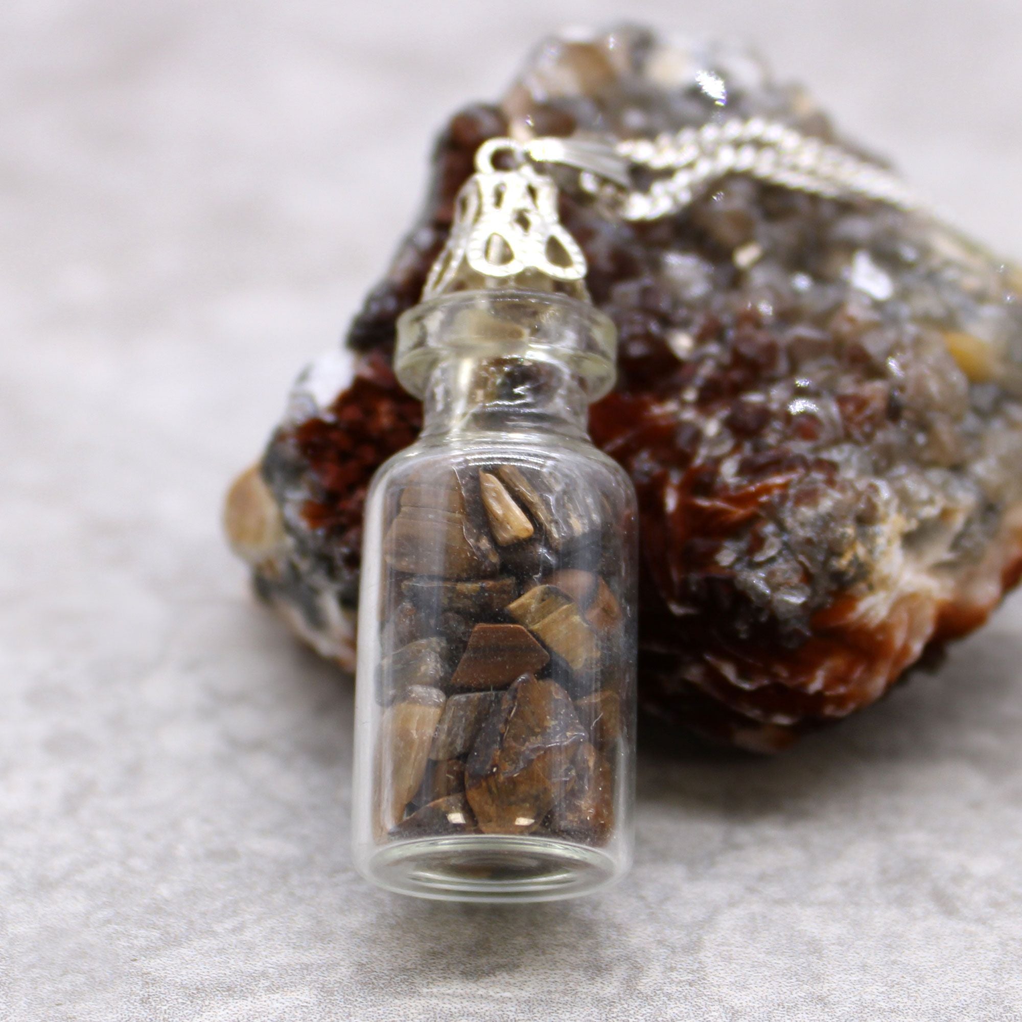 TIGER EYE CRYSTAL BOTTLE PENDANT NECKLACE