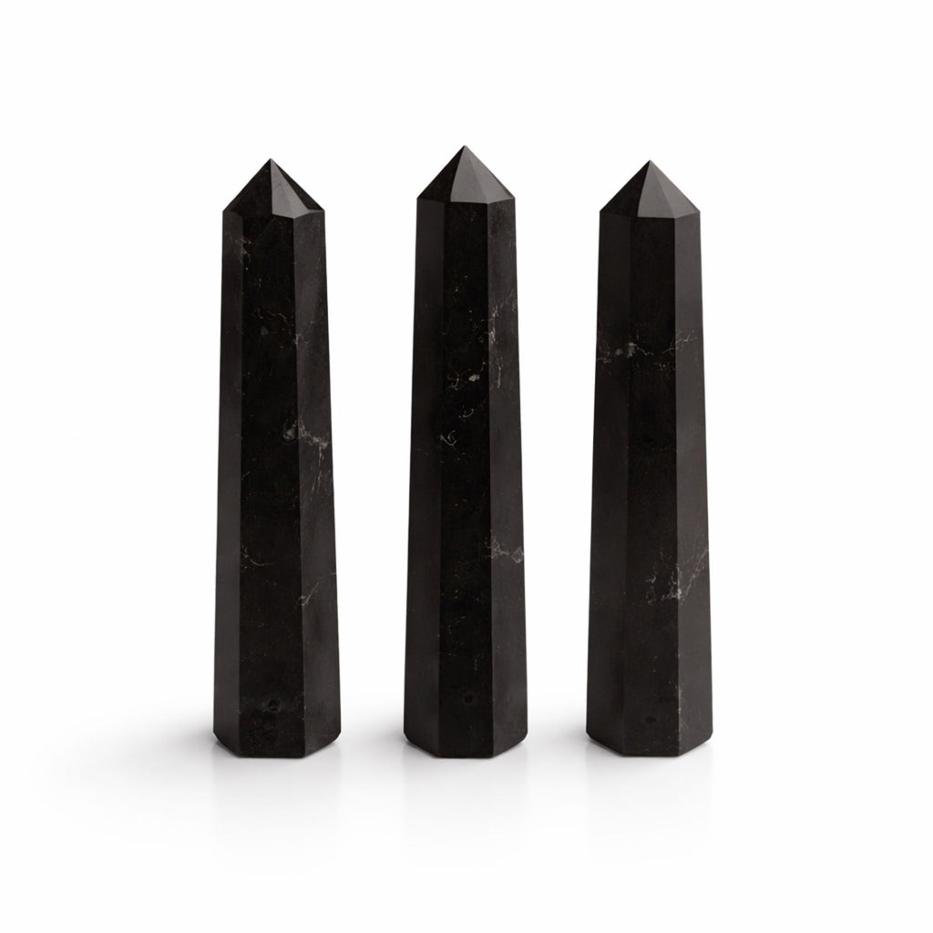 BLACK TOURMALINE SIX FACE OBELISK POINT (11CM)