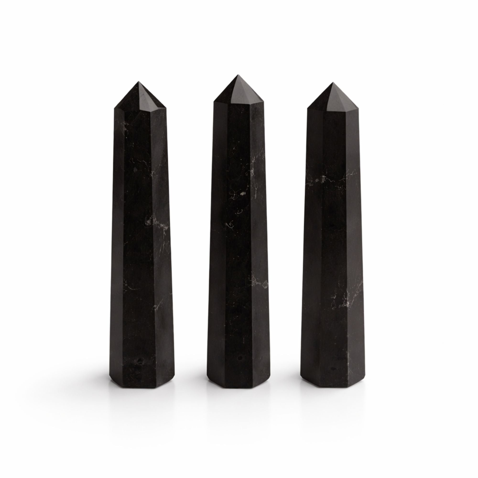 BLACK TOURMALINE SIX FACE OBELISK POINT (11CM)