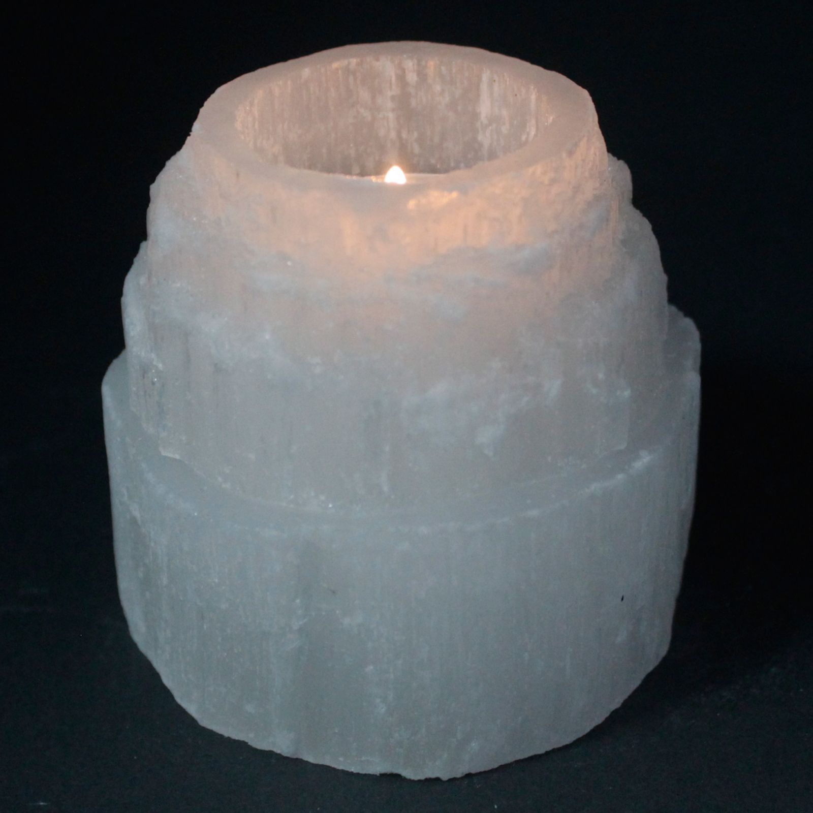 SELENITE MOUNTAIN CANDLE HOLDER (8CM)