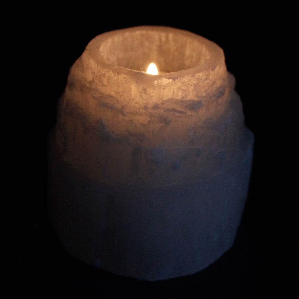 SELENITE MOUNTAIN CANDLE HOLDER (8CM)