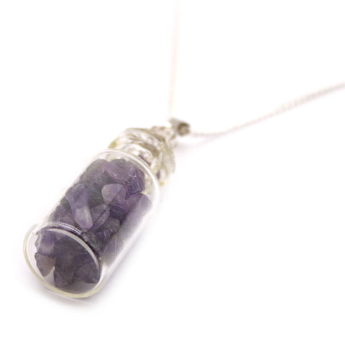 AMETHYST CRYSTAL BOTTLE PENDANT NECKLACE