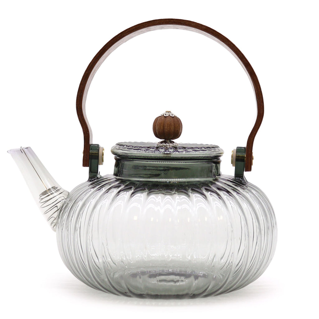 CHARCOAL RIBBED PEARL GLASS TEAPOT + INFUSER