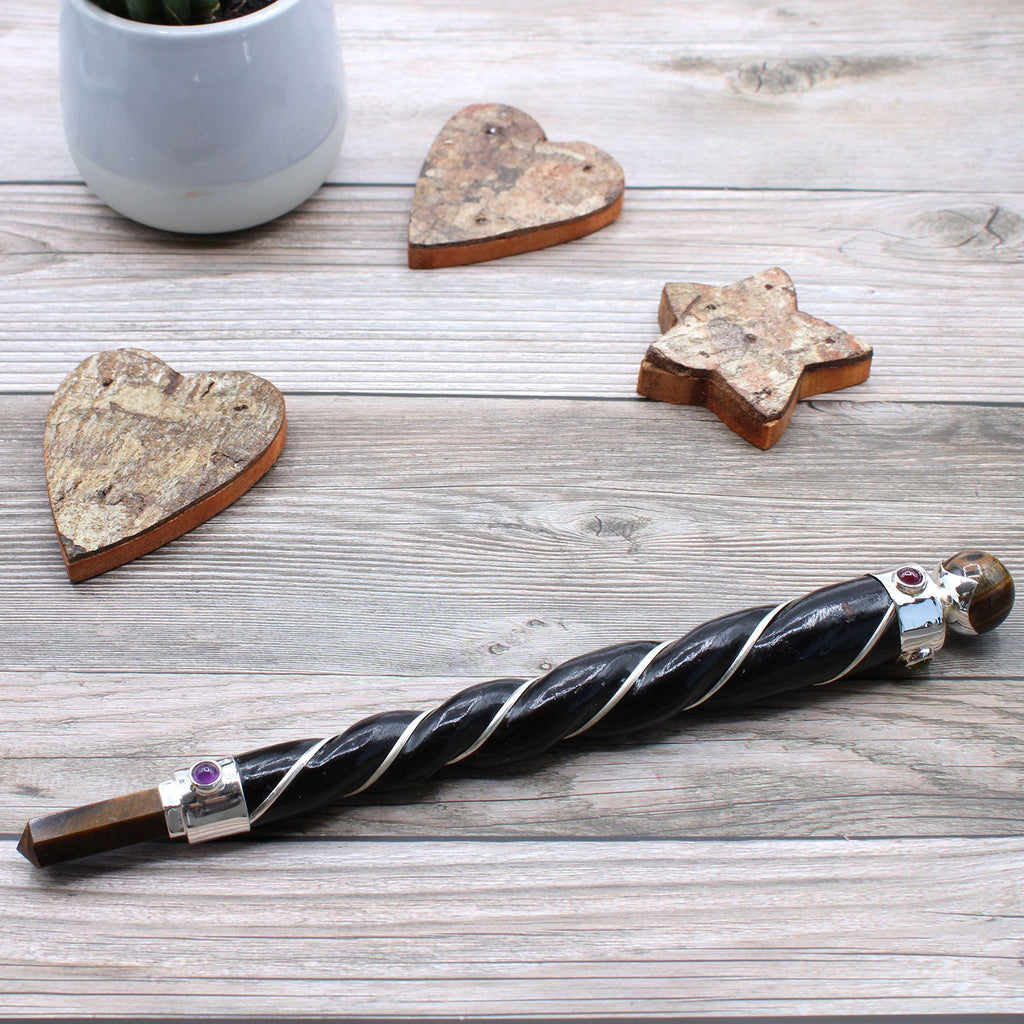 TWISTED TIGER EYE CRYSTAL HEALING WAND