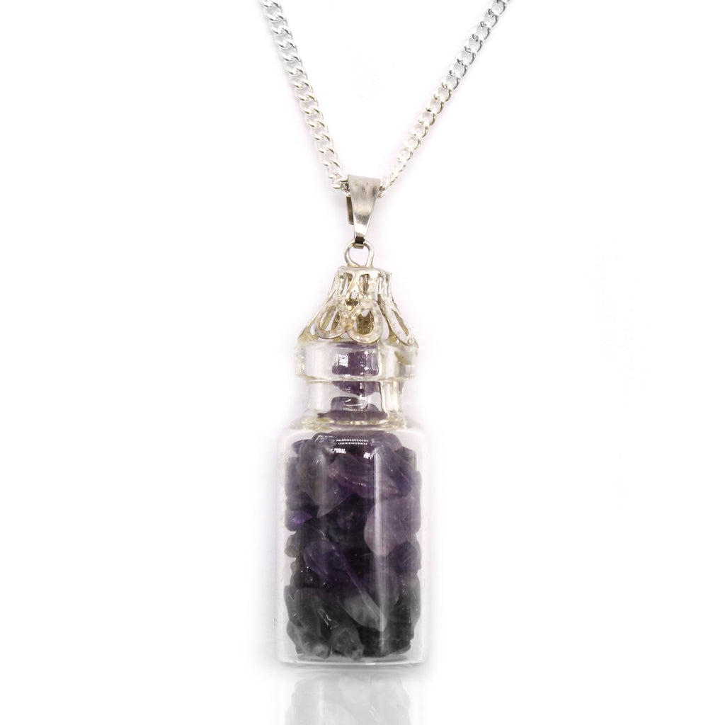 AMETHYST CRYSTAL BOTTLE PENDANT NECKLACE