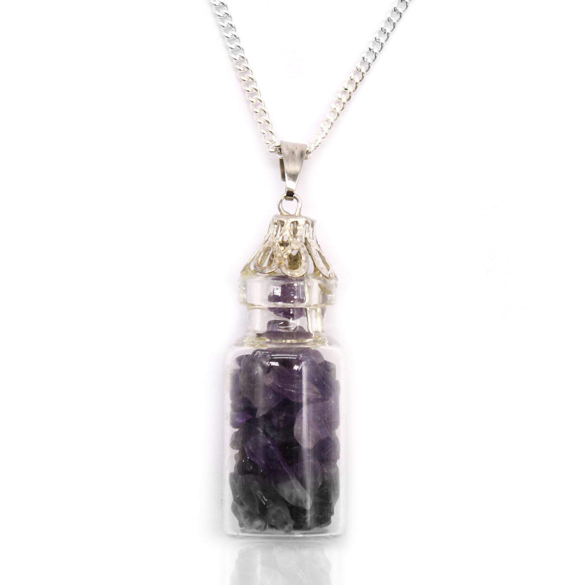 AMETHYST CRYSTAL BOTTLE PENDANT NECKLACE