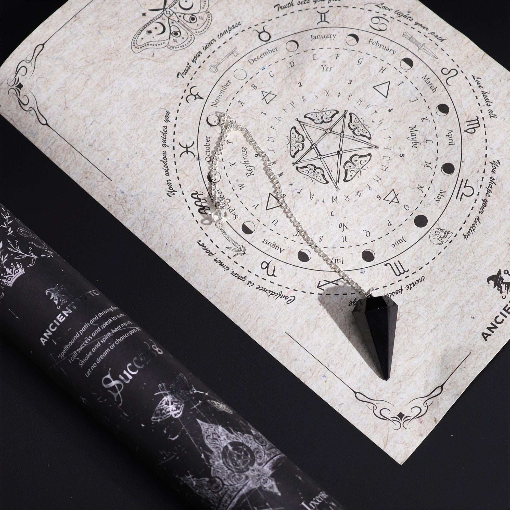 SUCCESS SPELL INCENSE + BLACK OBSIDIAN PENDULUM SET
