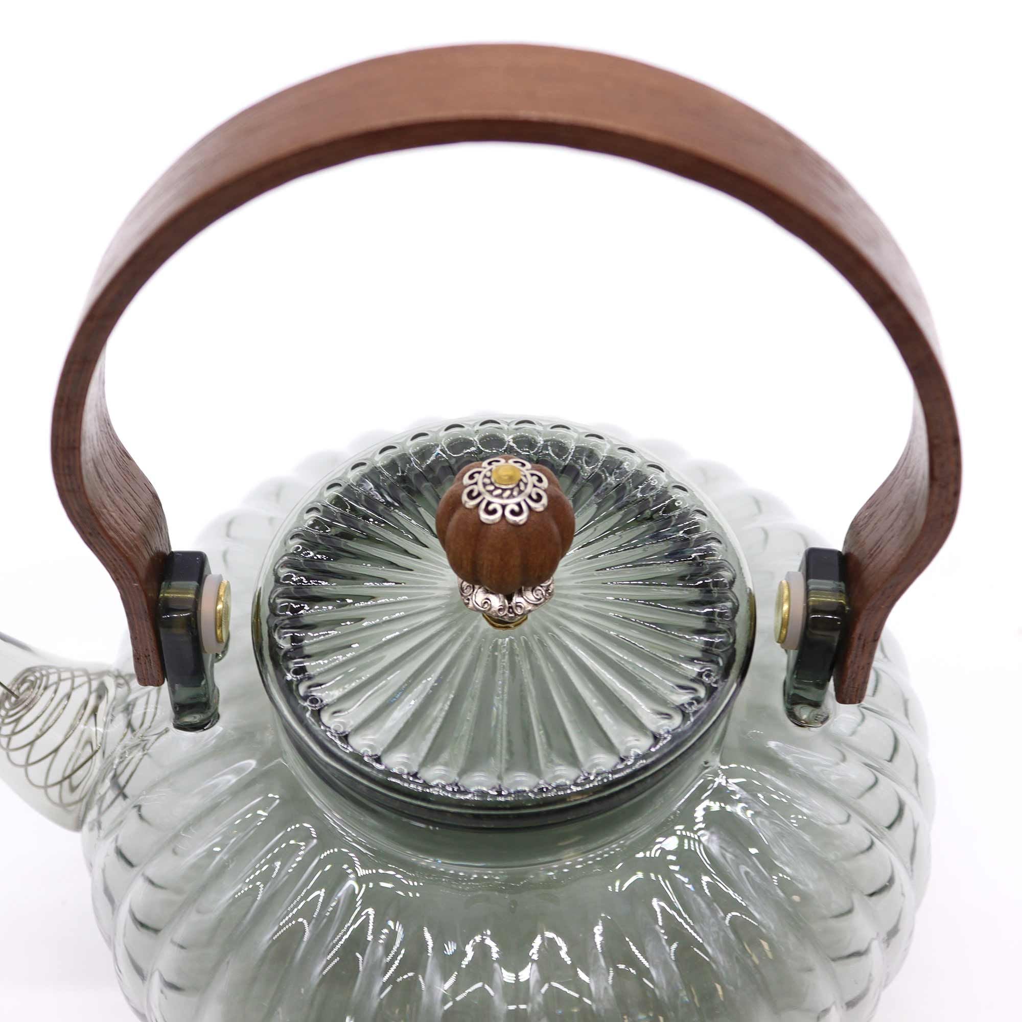 CHARCOAL RIBBED PEARL GLASS TEAPOT + INFUSER