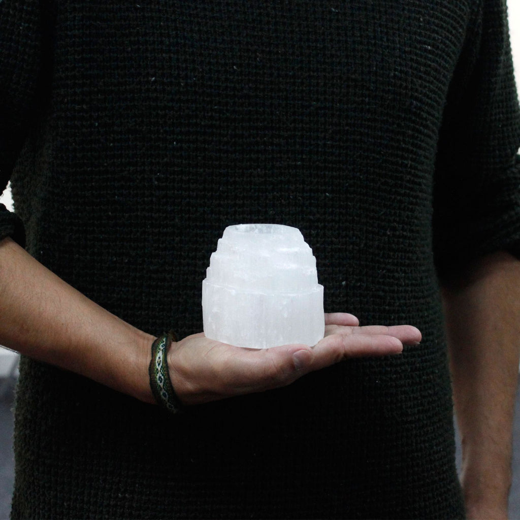 SELENITE MOUNTAIN CANDLE HOLDER (8CM)