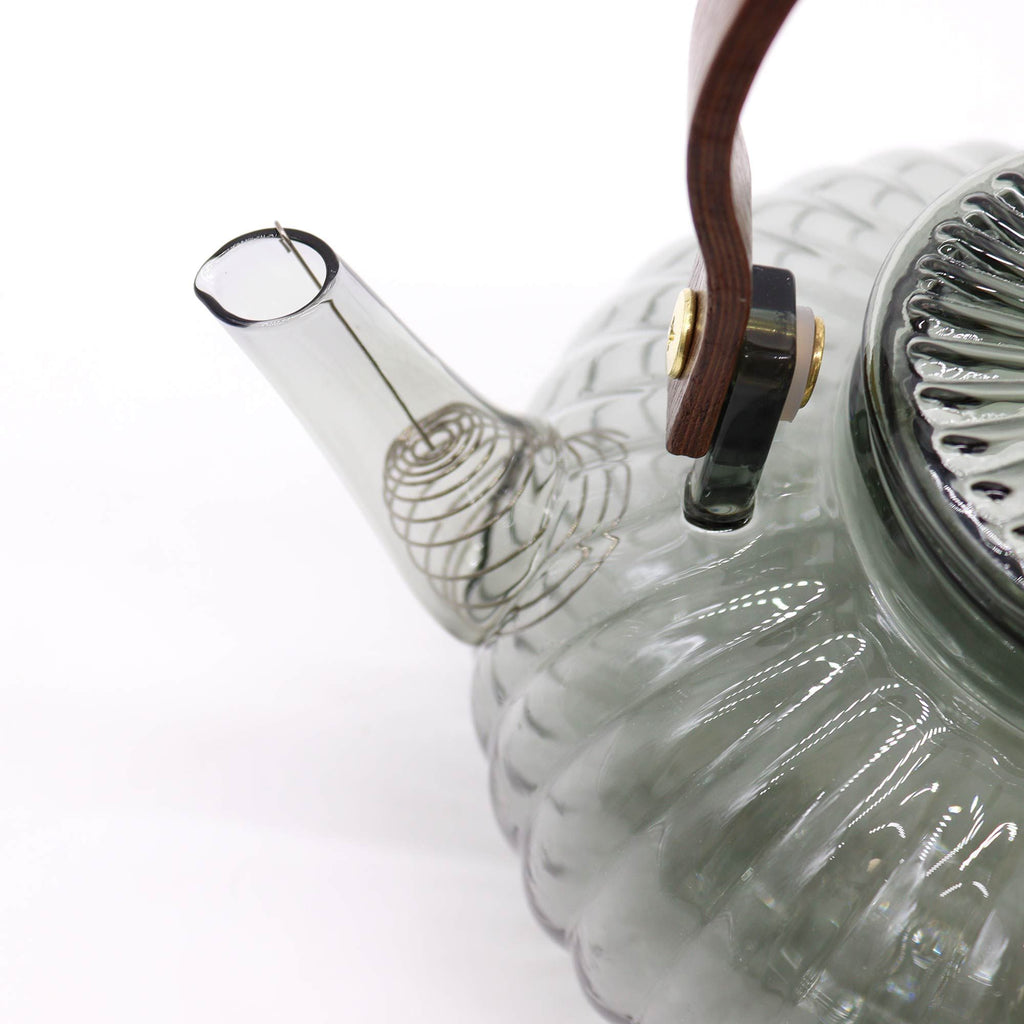 CHARCOAL RIBBED PEARL GLASS TEAPOT + INFUSER