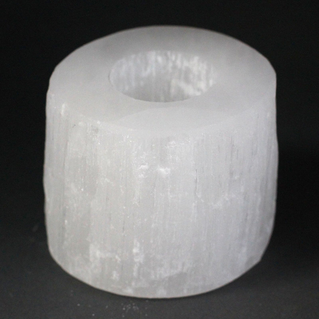 SELENITE CYLINDER CANDLE HOLDER (8CM)