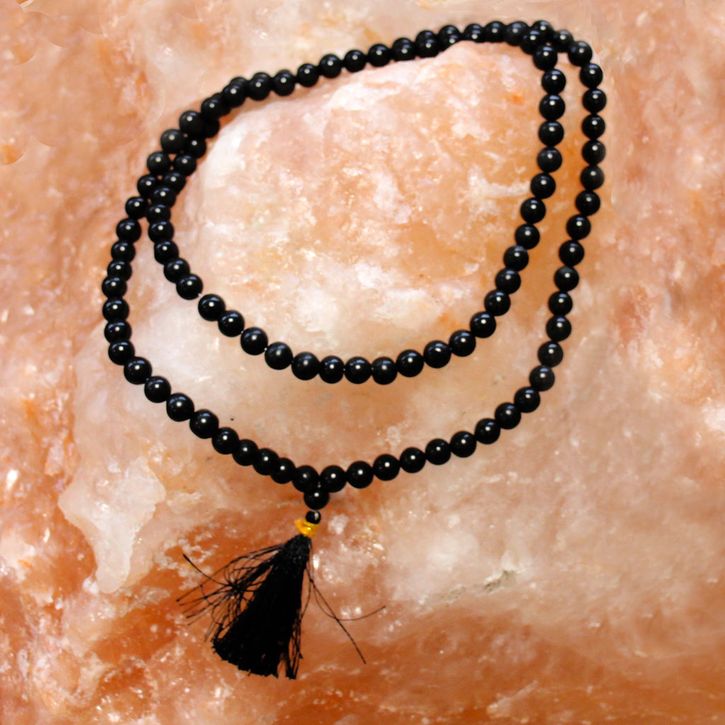 BLACK AGATE MALA BEADS