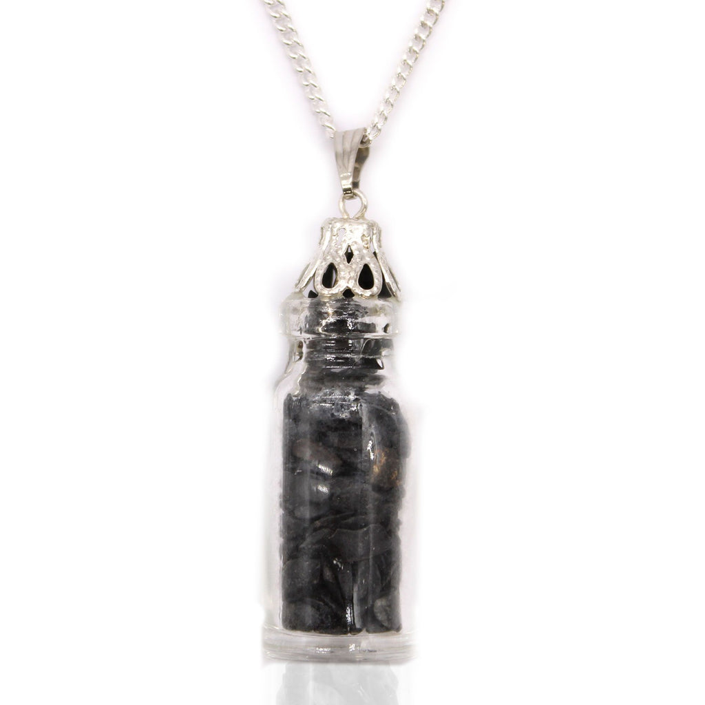 BLACK ONYX CRYSTAL BOTTLE PENDANT NECKLACE