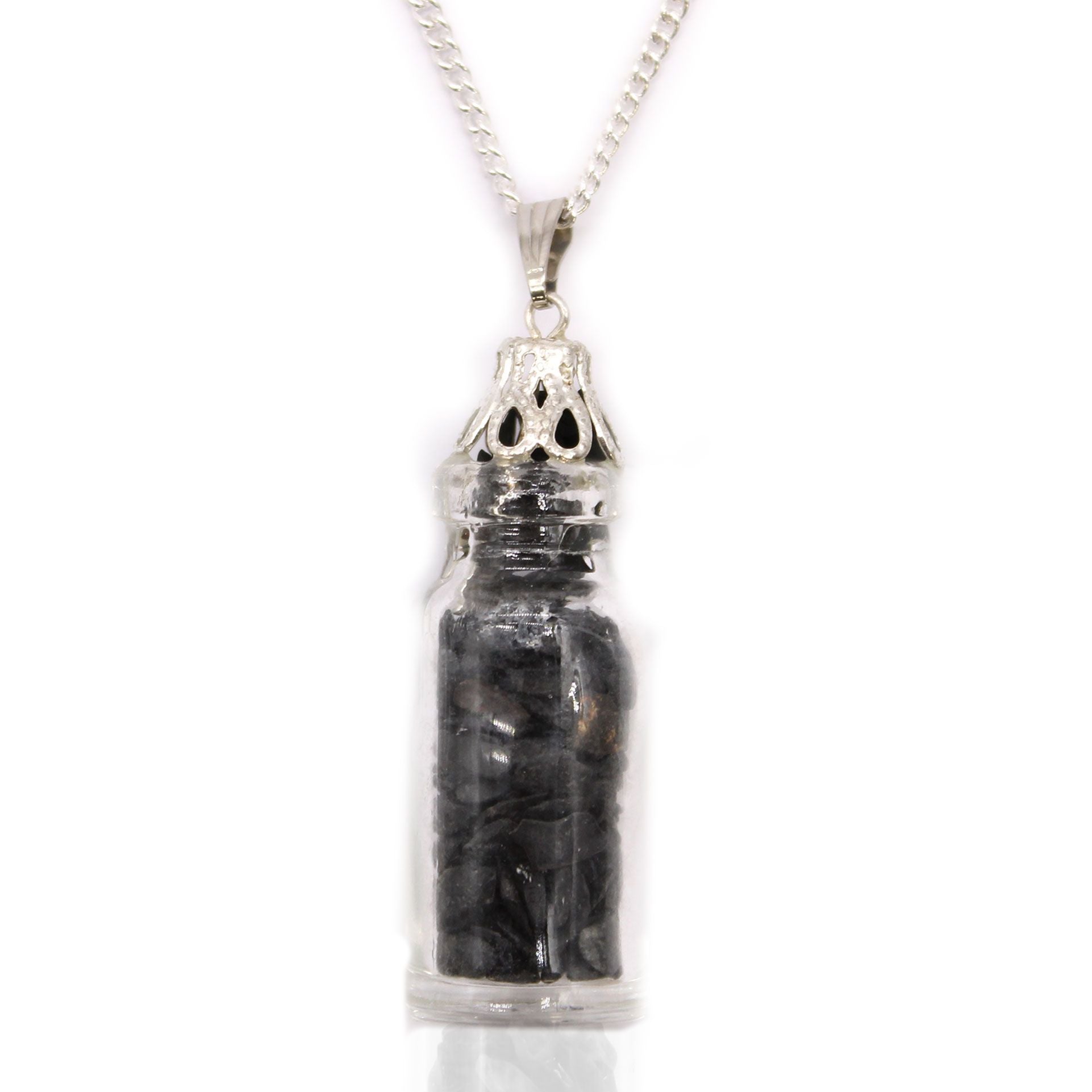 BLACK ONYX CRYSTAL BOTTLE PENDANT NECKLACE