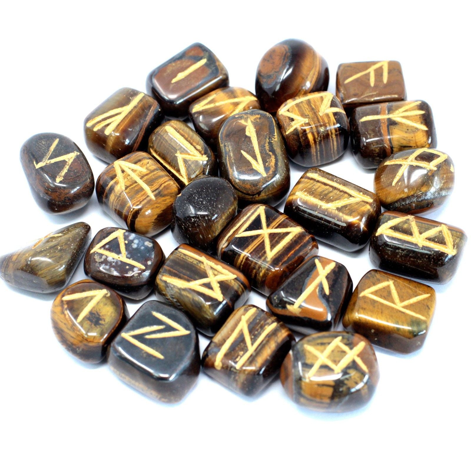 TIGER EYE RUNE STONE SET IN POUCH