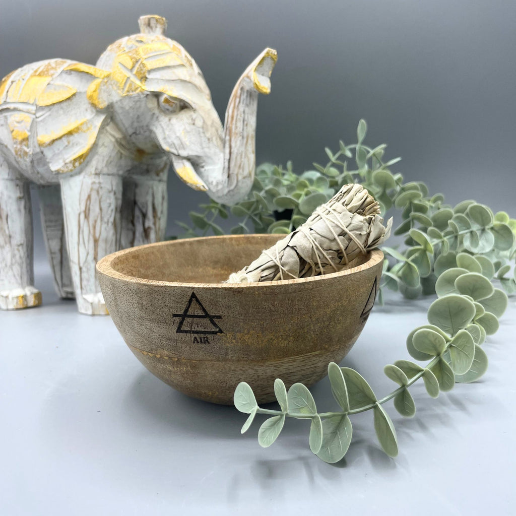 FOUR ELEMENTS WOODEN SMUDGE + RITUAL BOWL