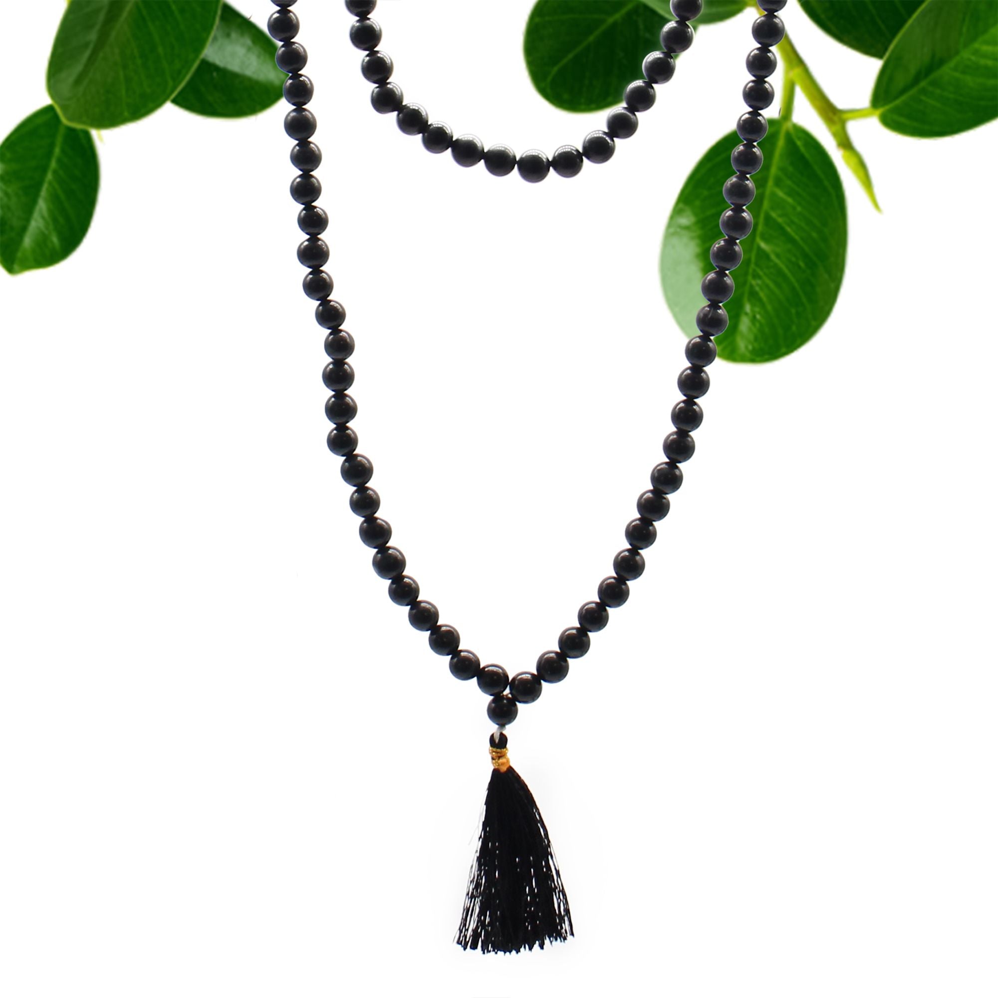 BLACK AGATE MALA BEADS