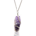 RAW AMETHYST WRAPPED CRYSTAL PENDANT NECKLACE