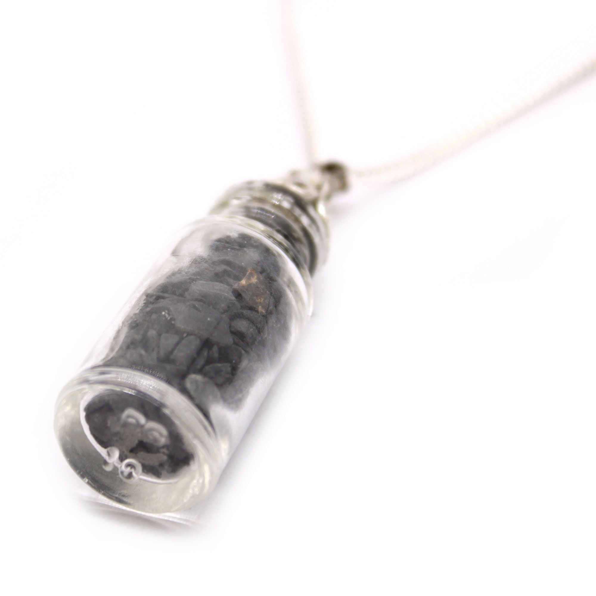 BLACK ONYX CRYSTAL BOTTLE PENDANT NECKLACE