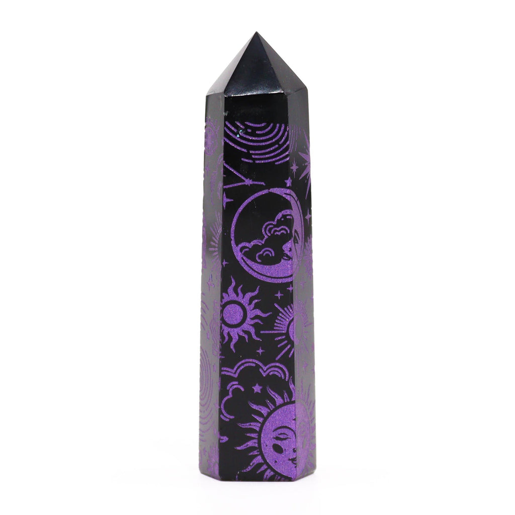 BLACK OBSIDIAN CELESTIAL POINT (9CM)