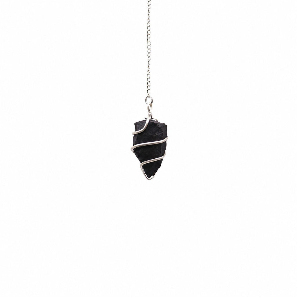 RAW BLACK AGATE PENDULUM