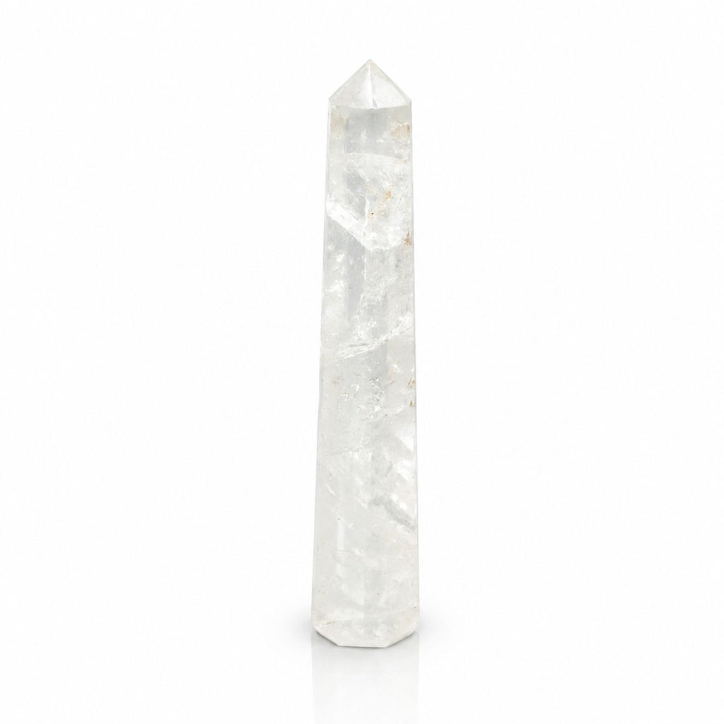 ROCK CRYSTAL SIX FACE OBELISK POINT (17CM)