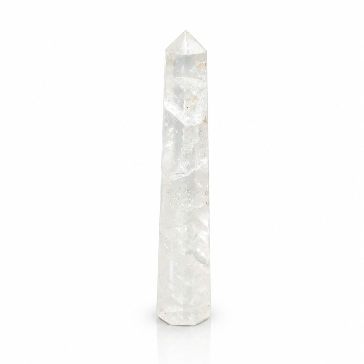 ROCK CRYSTAL SIX FACE OBELISK POINT (17CM)
