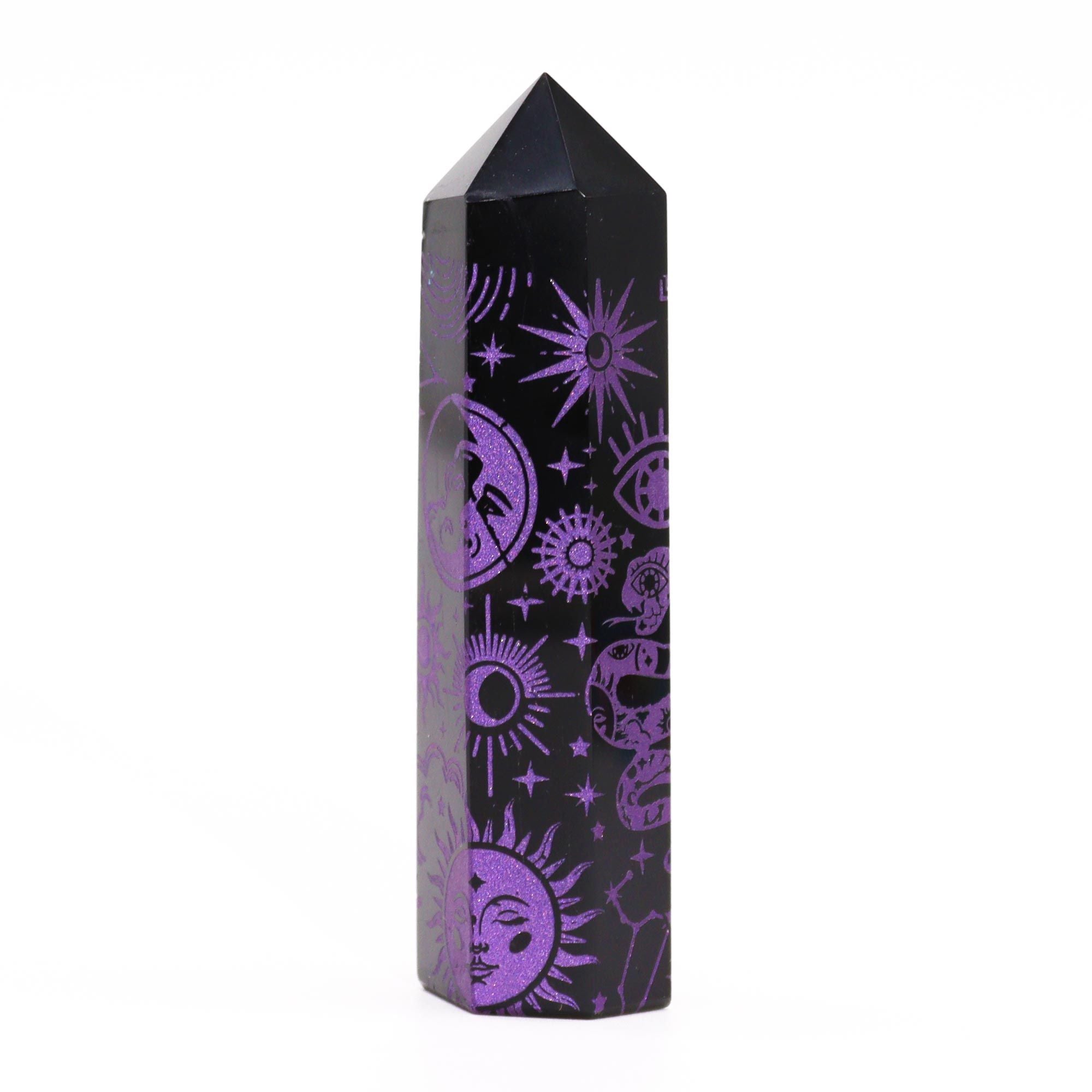 BLACK OBSIDIAN CELESTIAL POINT (9CM)