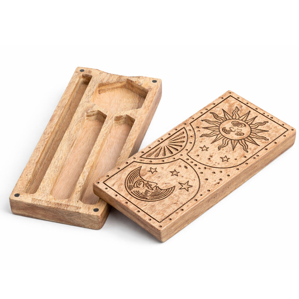 SUN + MOON CARVED CRYSTAL STORAGE BOX