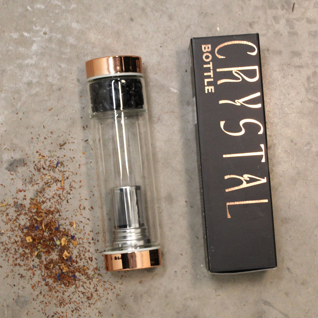CLEAR QUARTZ CRYSTAL TEA INFUSER BOTTLE