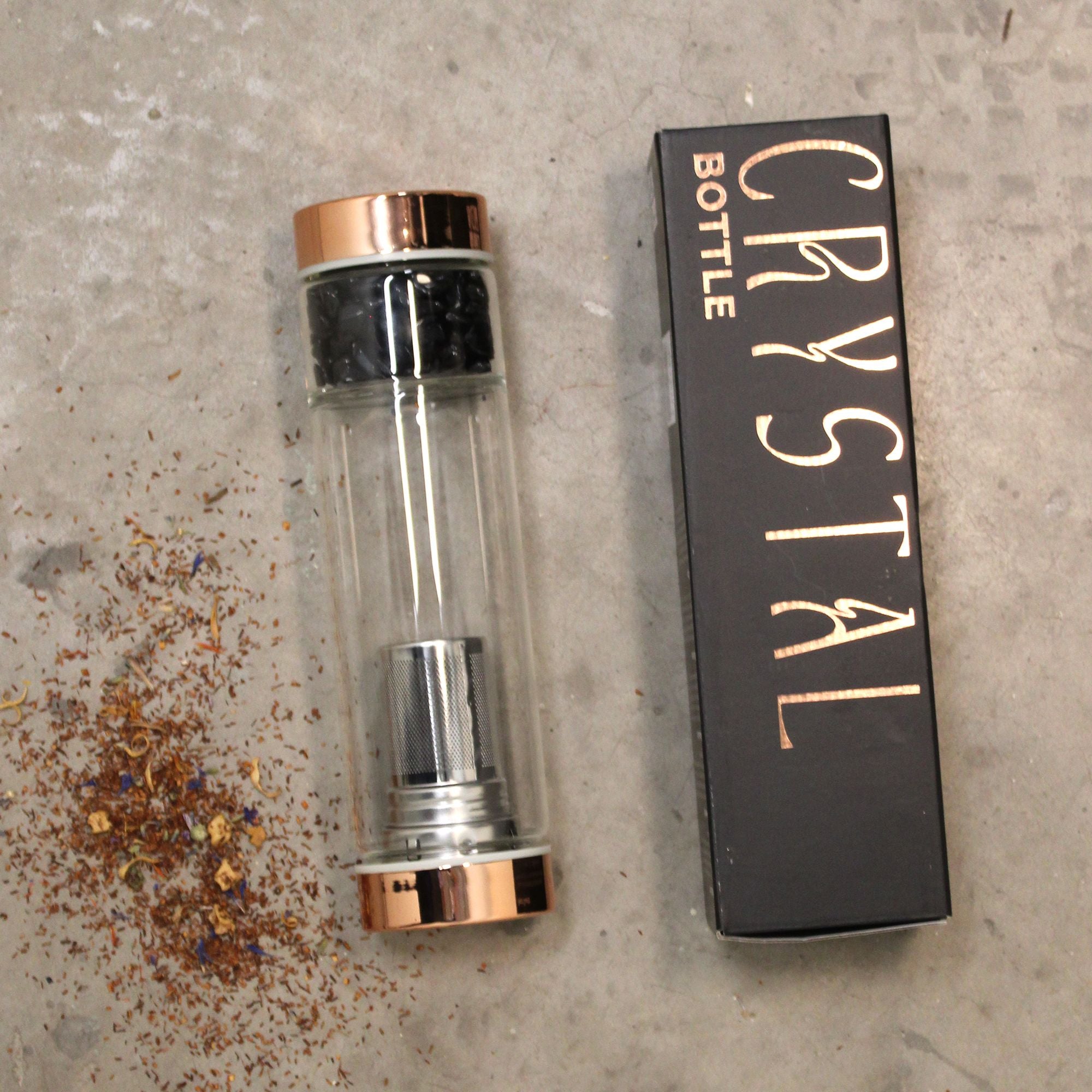 ONYX CRYSTAL TEA INFUSER BOTTLE