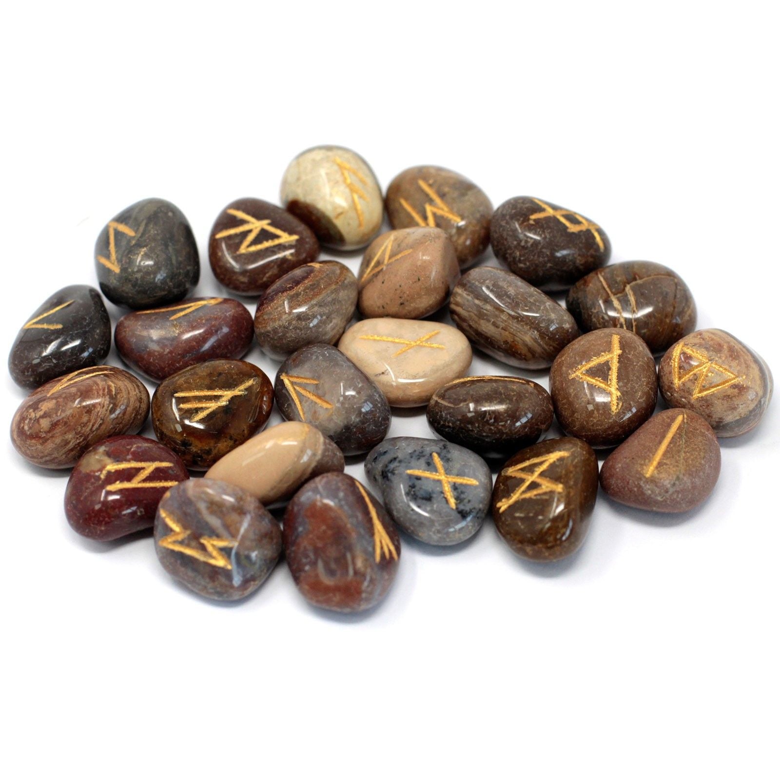 FANCY JASPER RUNE STONE SET IN POUCH