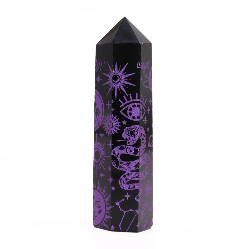 BLACK OBSIDIAN CELESTIAL POINT (9CM)