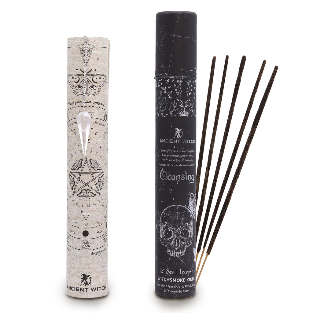 CLEANSING SPELL INCENSE + ROCK CRYSTAL PENDULUM SET