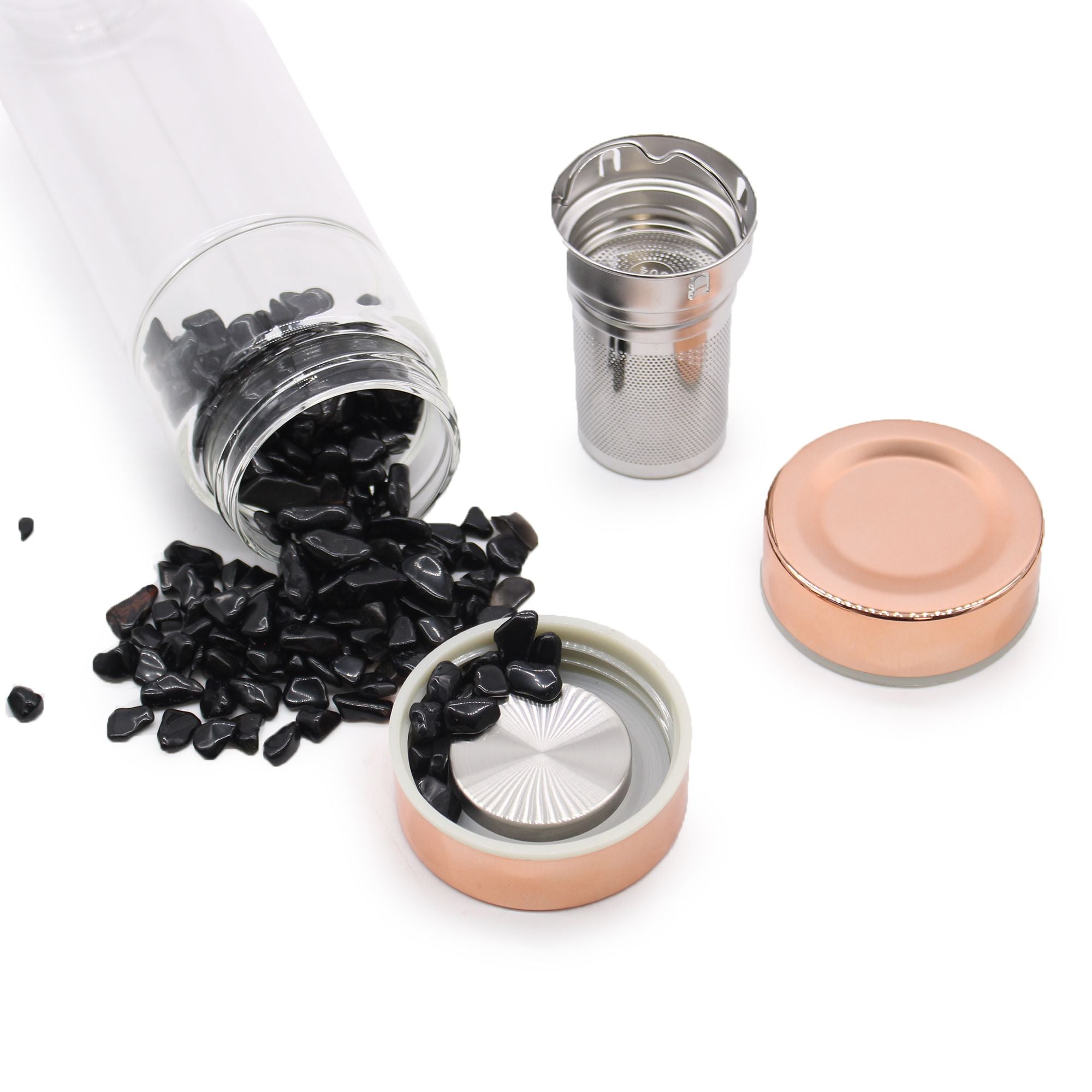 CLEAR QUARTZ CRYSTAL TEA INFUSER BOTTLE