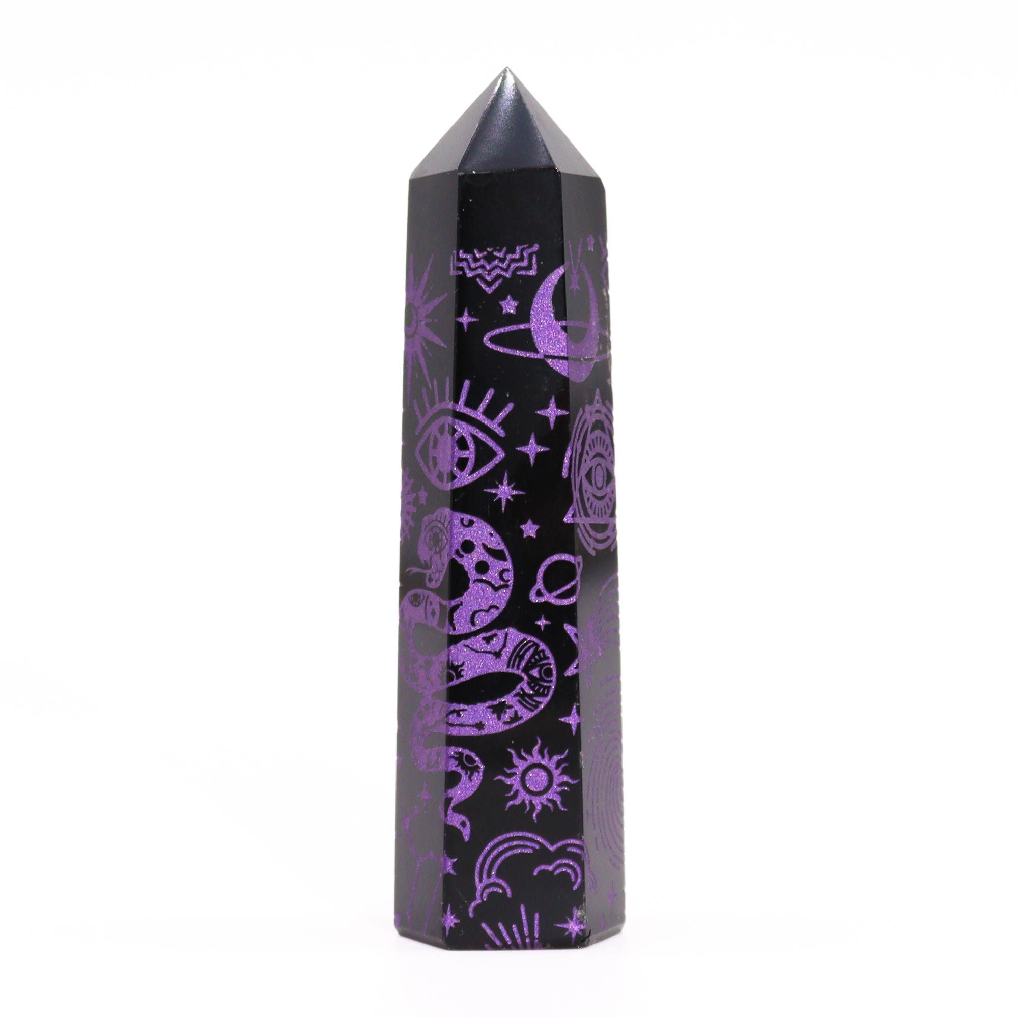 BLACK OBSIDIAN CELESTIAL POINT (9CM)
