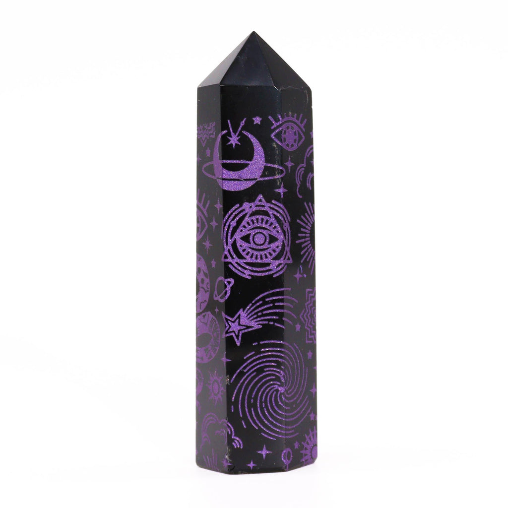 BLACK OBSIDIAN CELESTIAL POINT (9CM)