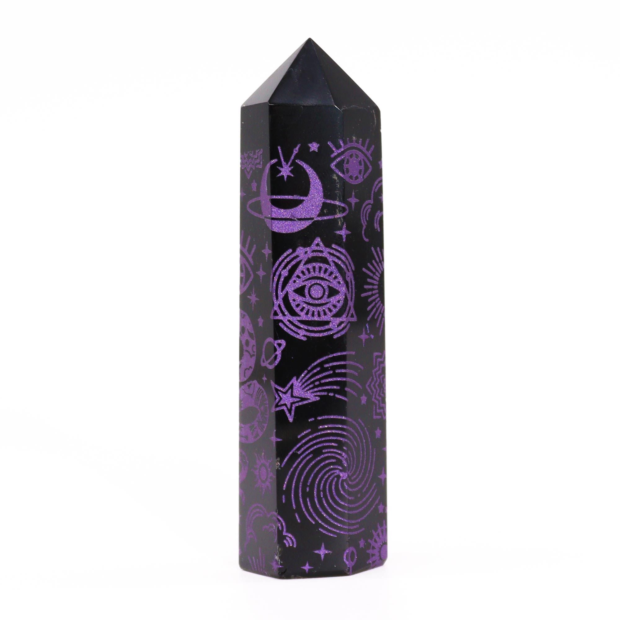 BLACK OBSIDIAN CELESTIAL POINT (9CM)