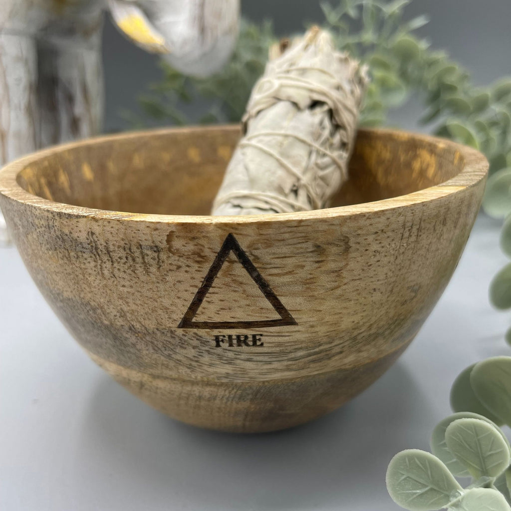 SMALL FOUR ELEMENTS WOODEN SMUDGE + RITUAL BOWL