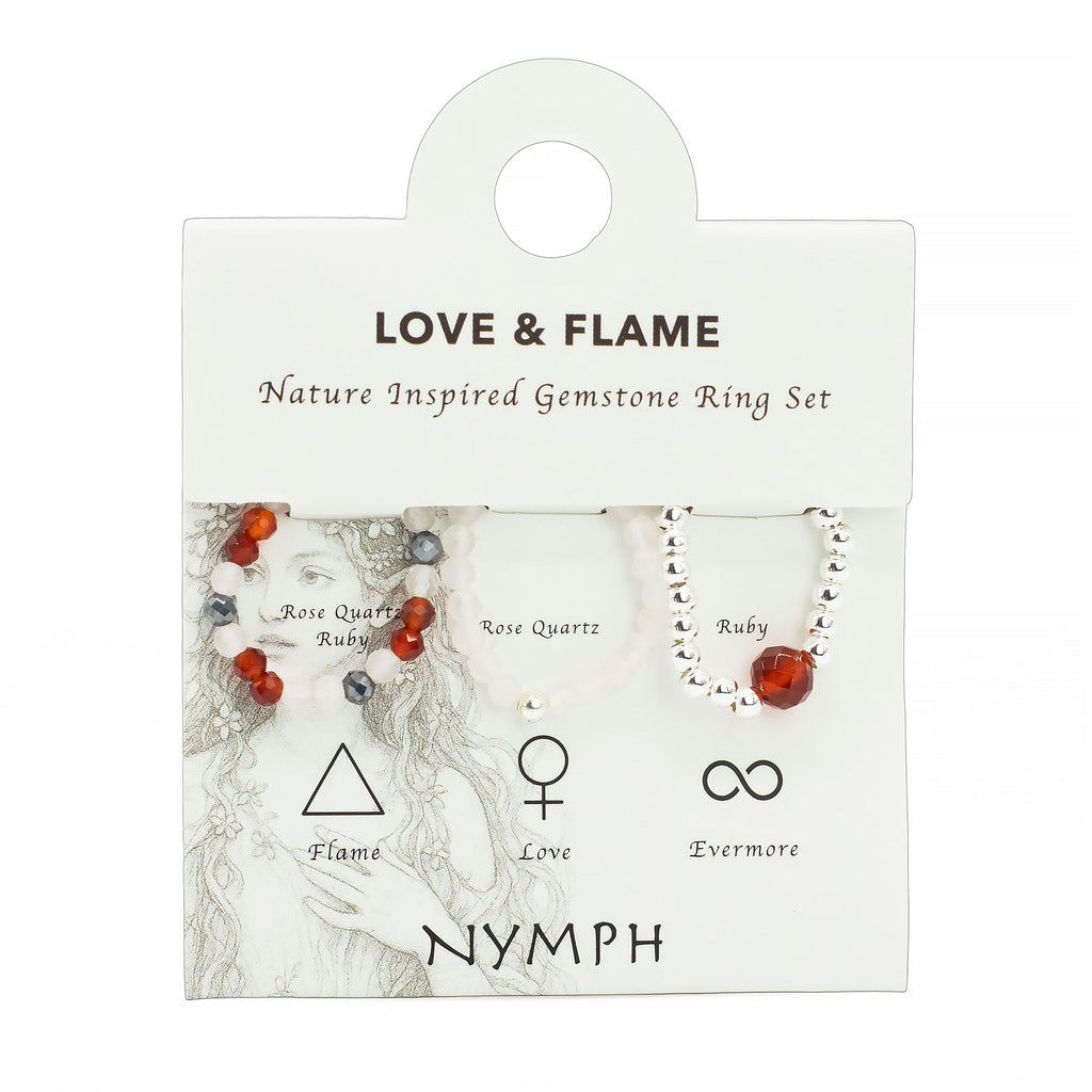 LOVE + FLAME GEMSTONE RING SET