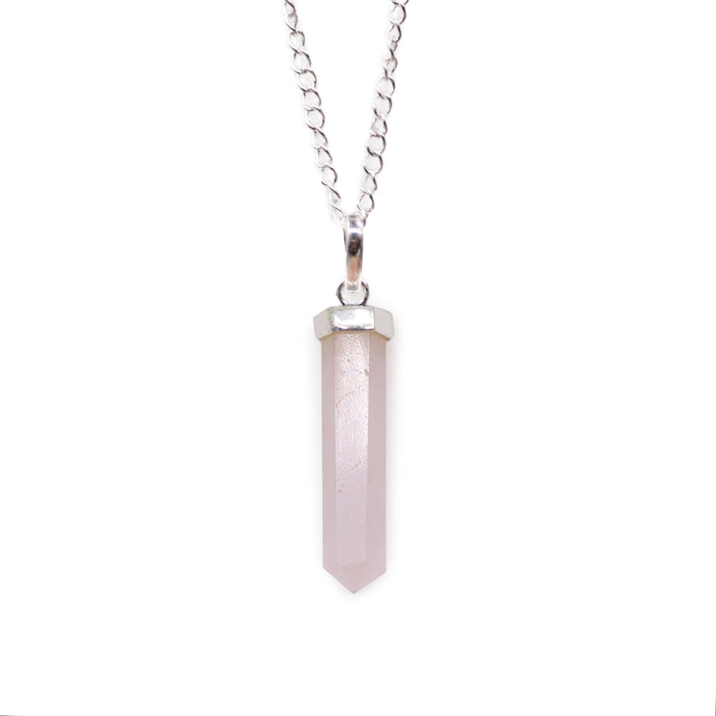 ROSE QUARTZ POINT PENDANT NECKLACE