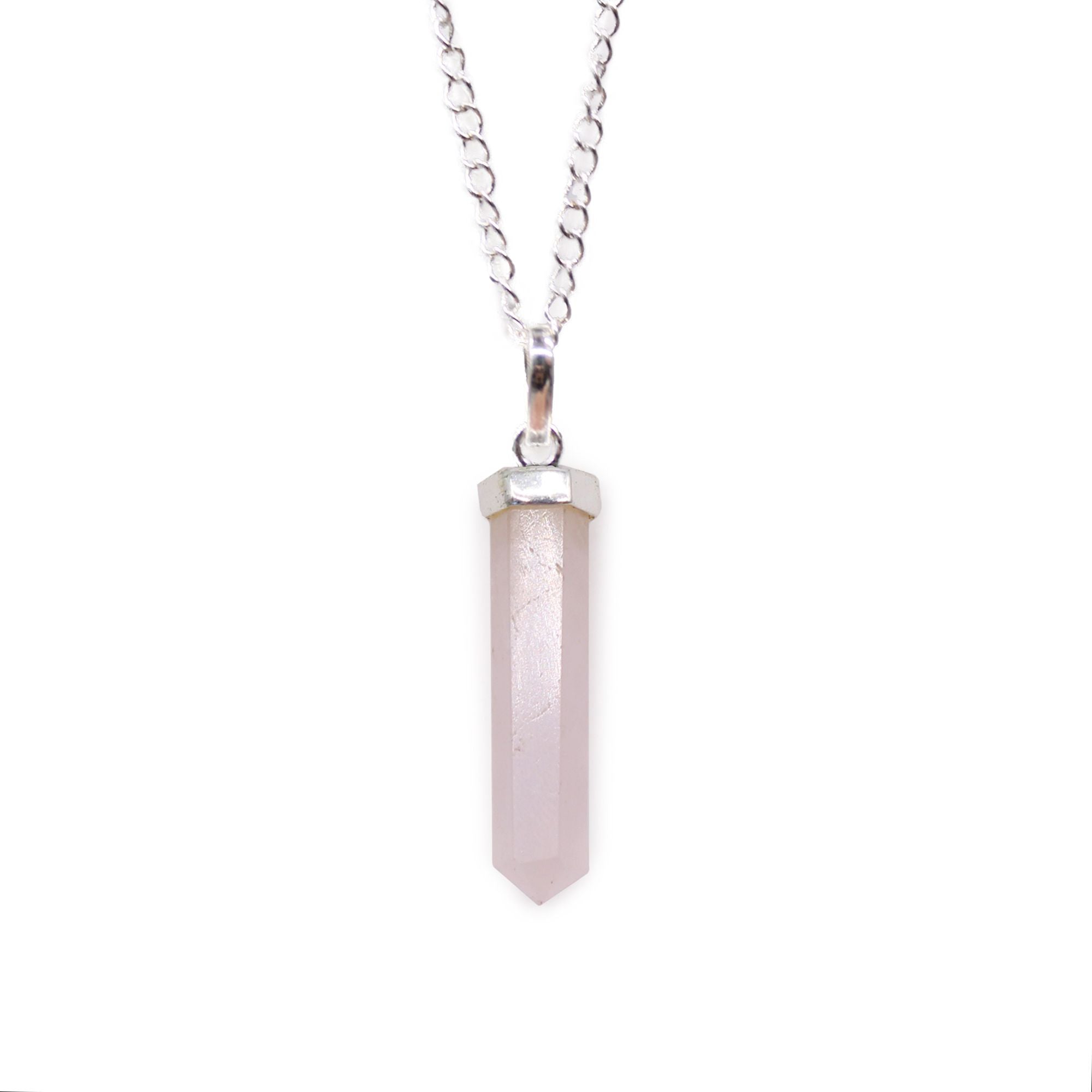 ROSE QUARTZ POINT PENDANT NECKLACE