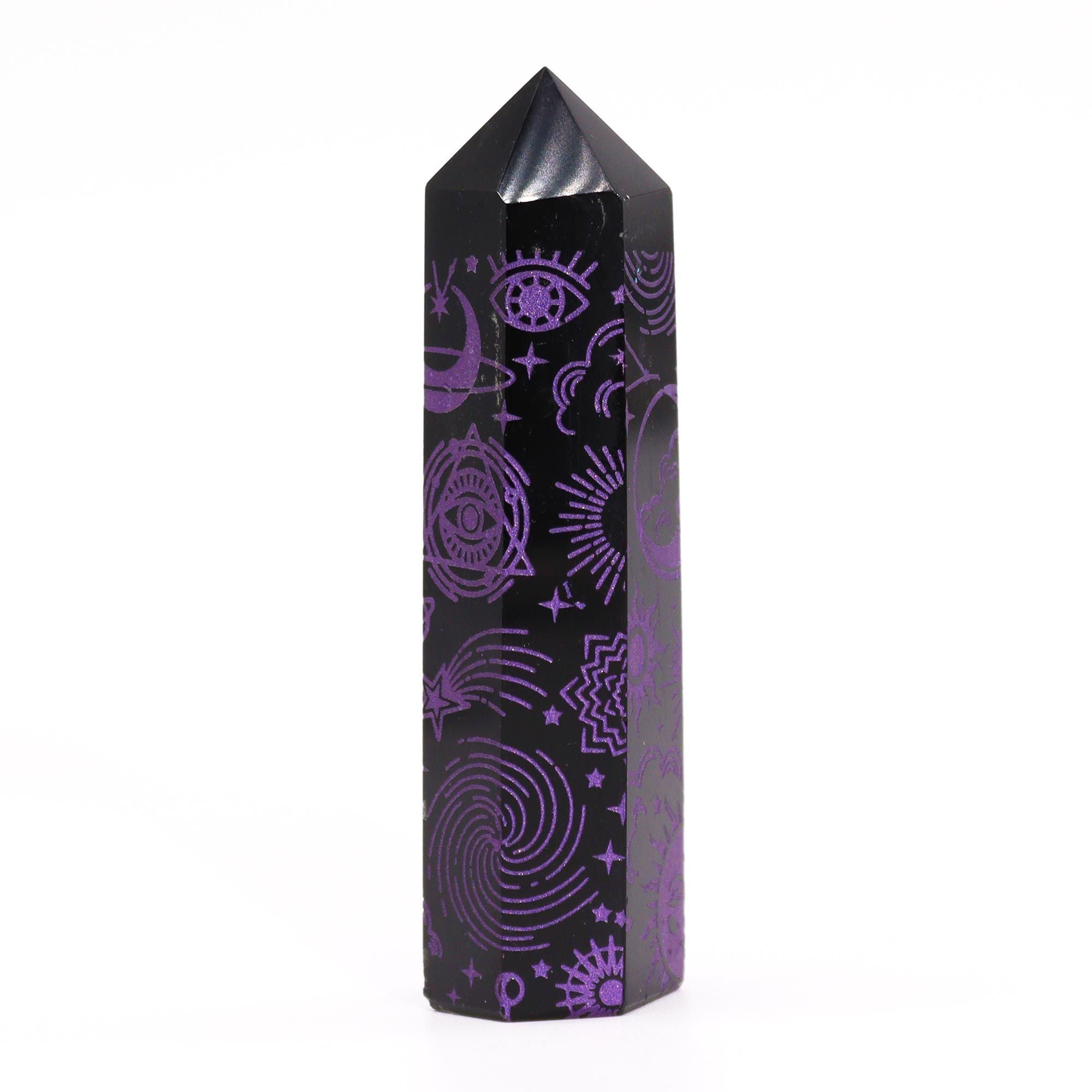 BLACK OBSIDIAN CELESTIAL POINT (9CM)