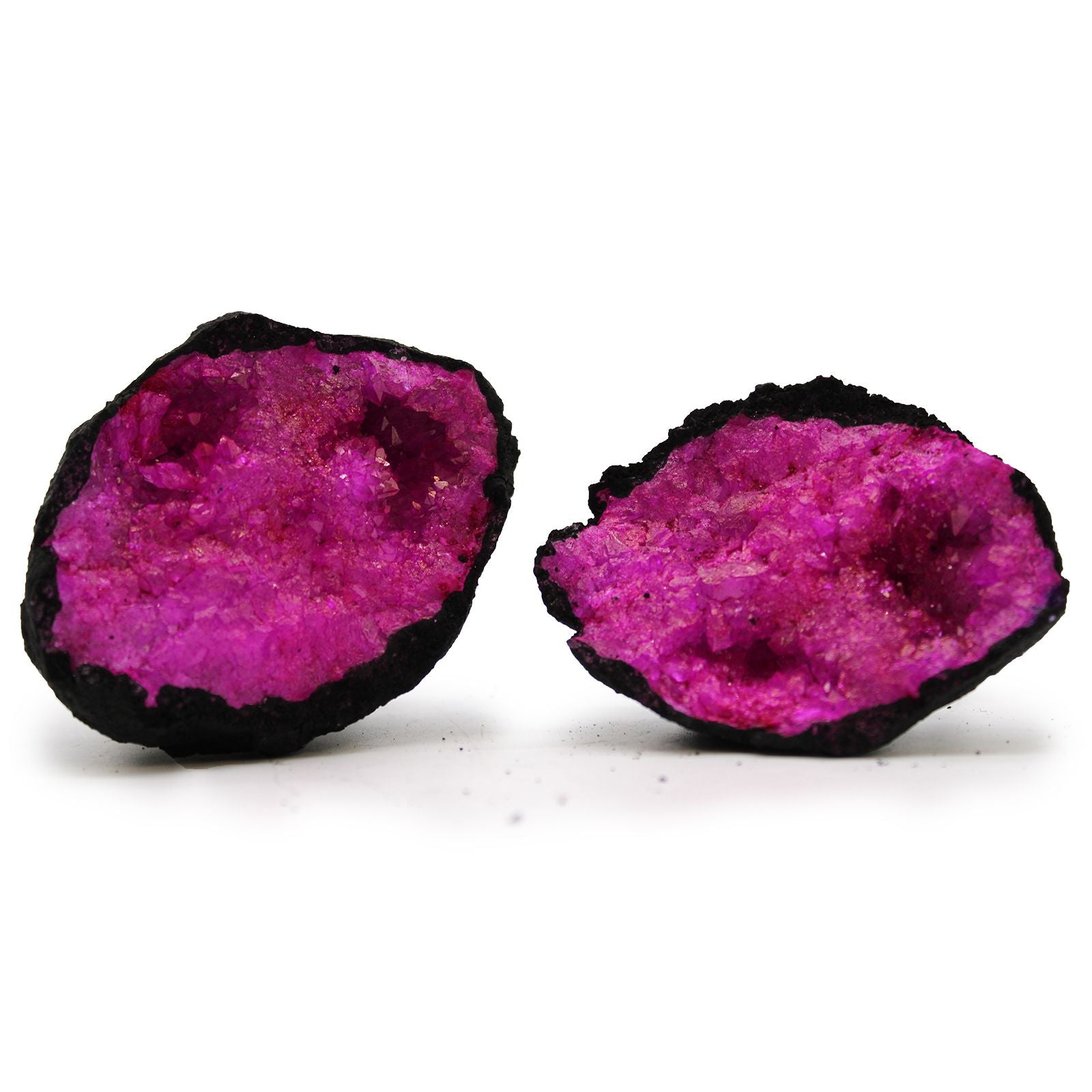 BLACK + DEEP ROSE CALCITE GEODE