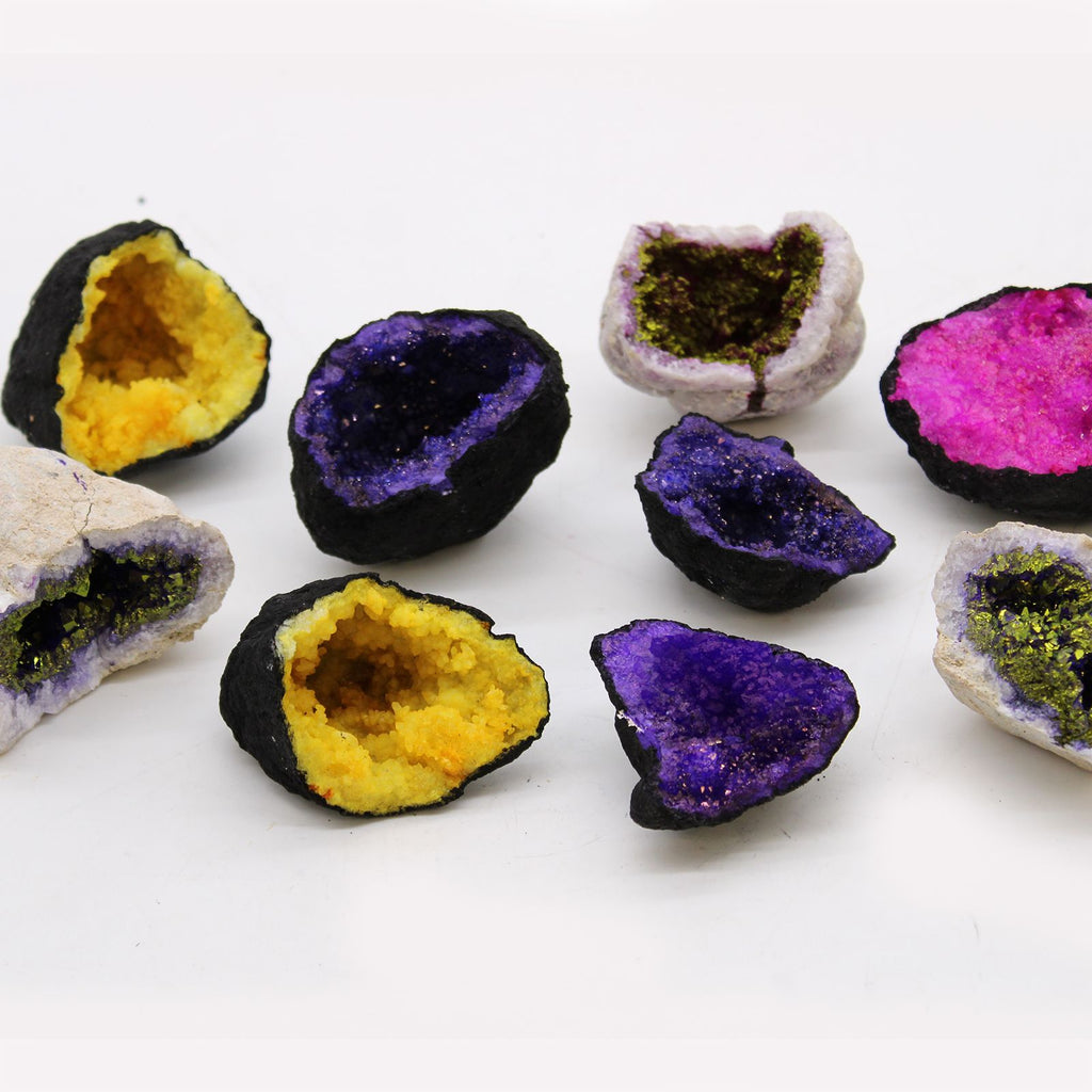 BLACK + TURQUOISE + PURPLE CALCITE GEODE