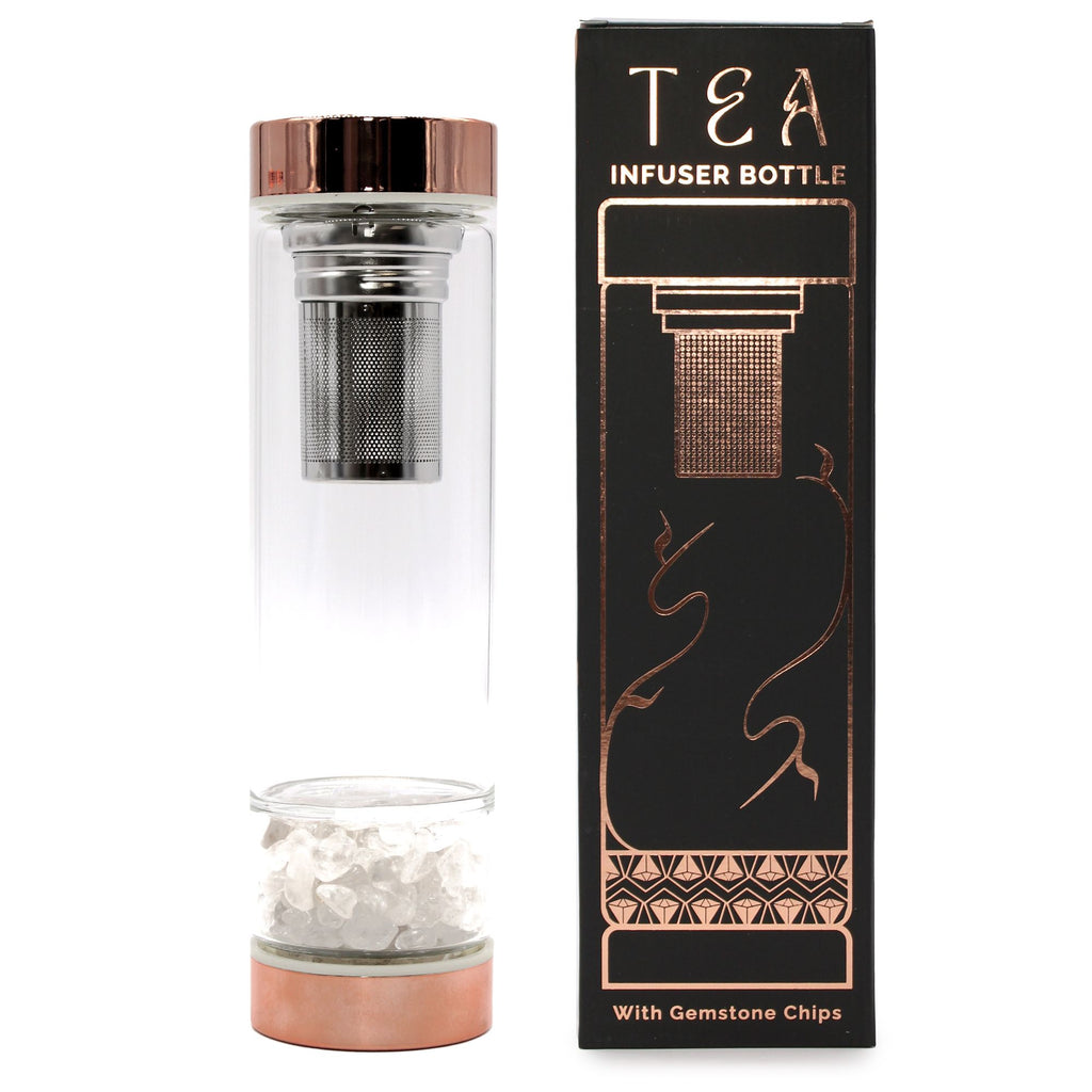 CLEAR QUARTZ CRYSTAL TEA INFUSER BOTTLE