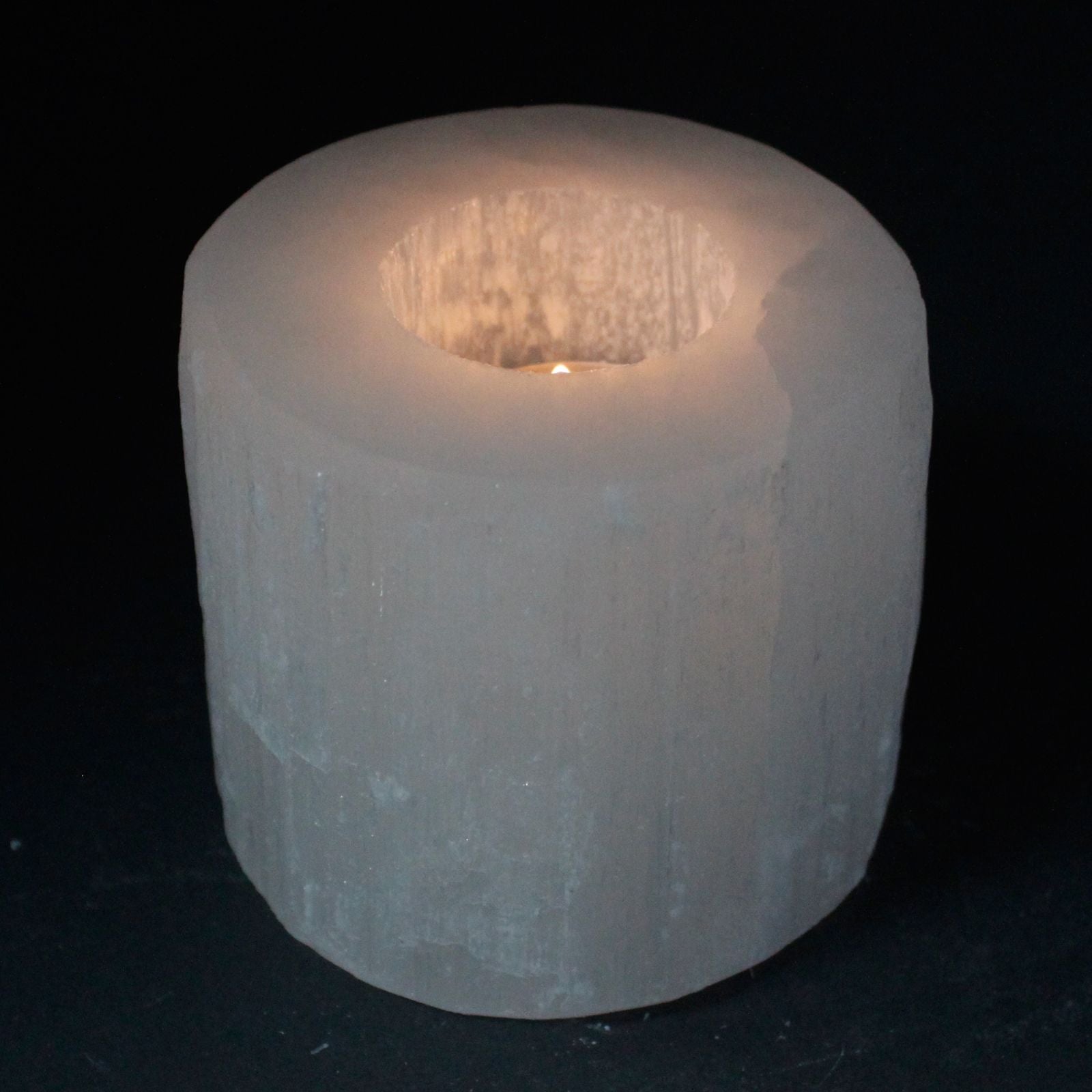 SELENITE CYLINDER CANDLE HOLDER (8CM)