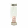ROSE QUARTZ CRYSTAL CHIP INFUSED GLASS WATER BOTTLE
