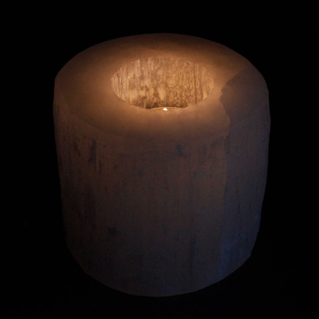 SELENITE CYLINDER CANDLE HOLDER (8CM)