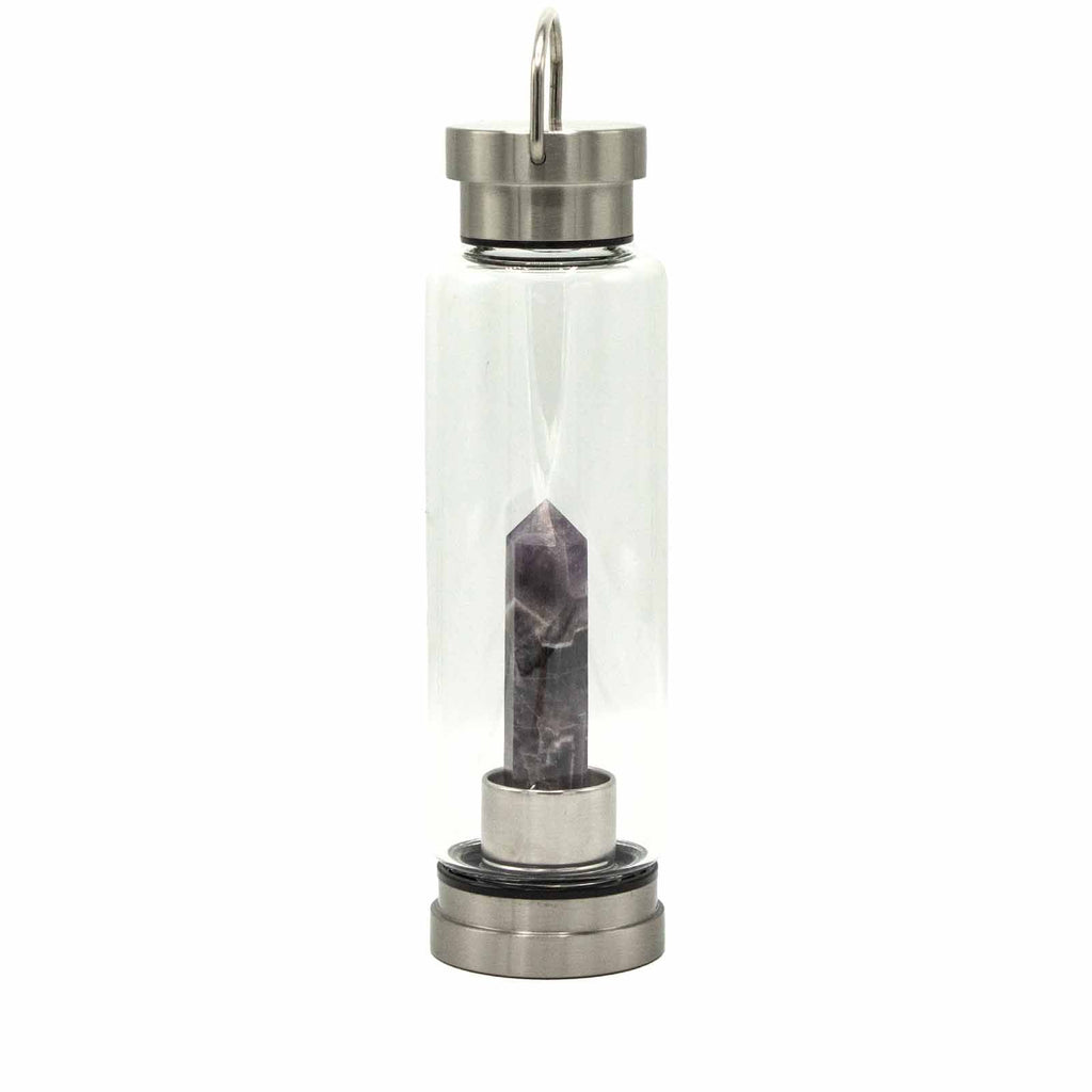 AMETHYST CRYSTAL INFUSED GLASS WATER BOTTLE